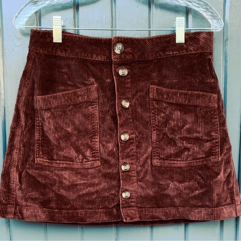 American Eagle Brown Corduroy high-rise Skirt Women Size 8 - Picture 3 of 8